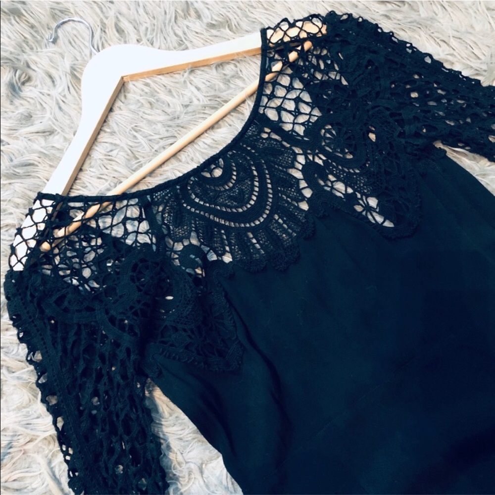 For Love and Lemons Gracey Black Crochet Dress L - Picture 7 of 10